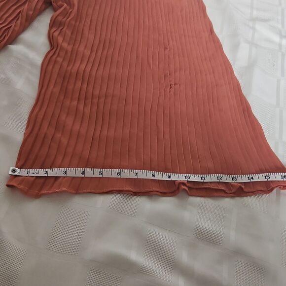 Women's Chiffon Pleated Wide-Leg Palazzo Capri Pants Peach - Picture 6 of 16